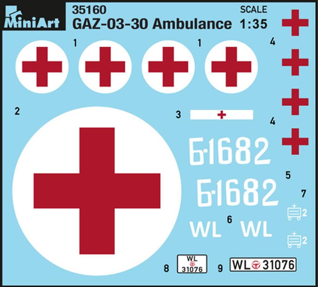Miniart 1/35 GAZ-03-30 Ambulance Plastic Model