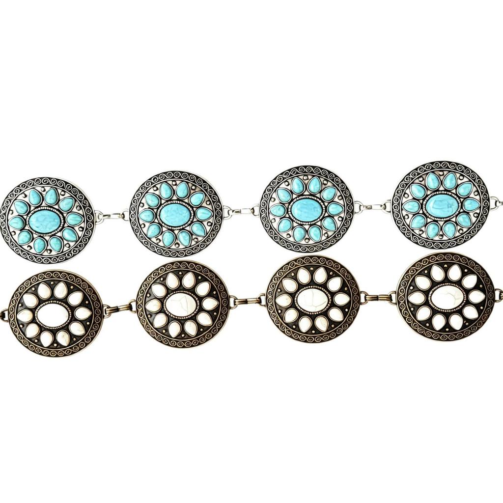 Bohemian Ethnic Handmade Turquoise Inlaid Waist Belt