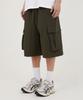 Boundary Nylon Cargo Wide Bermuda Pants [Khaki]