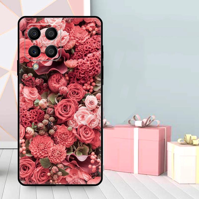 Beautiful Garden Red Roses Flowers Case For Samsung Galaxy M56 M52 M32 M53 M16 M11 M21 M31 M35 M12 M13 M14 M15 M36 M55 M34 M54