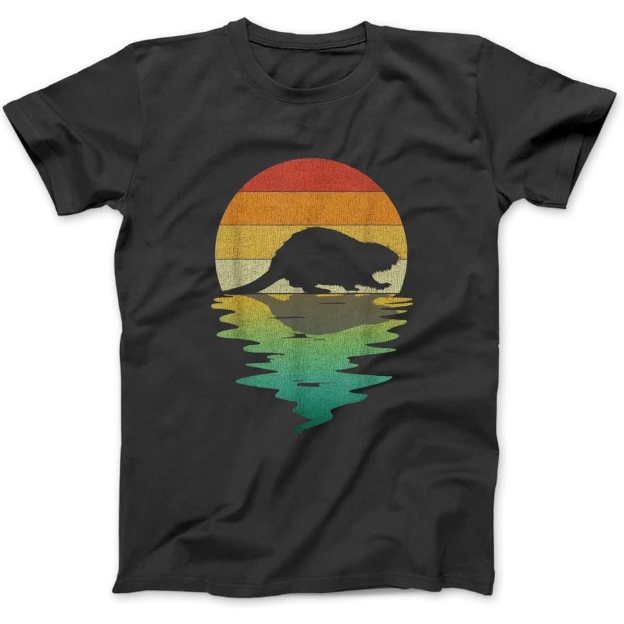 

Beaver Silhouette Sunset Retro Vintage 70s Nature Lover T-Shirt OCT Mens Womens Longsleeve, Sweatshirt Hoodie Black XXXXXL різнокольоровий