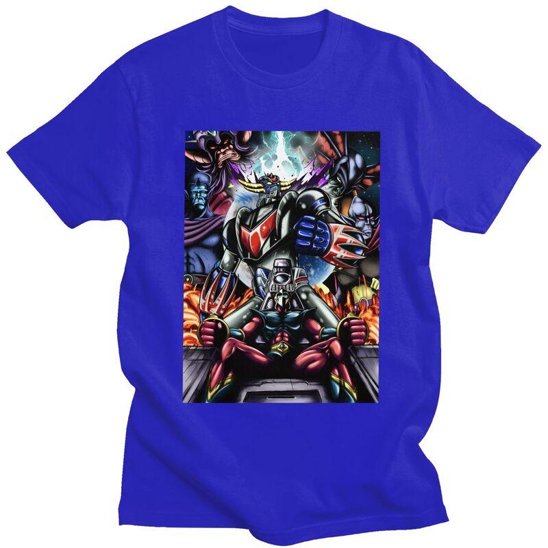 Custom Grendizer T Shirt for Men Pure Cotton Tshirt Tees Goldorak Goldrake Ufo Robot Tshirts Slim Fit Clothing