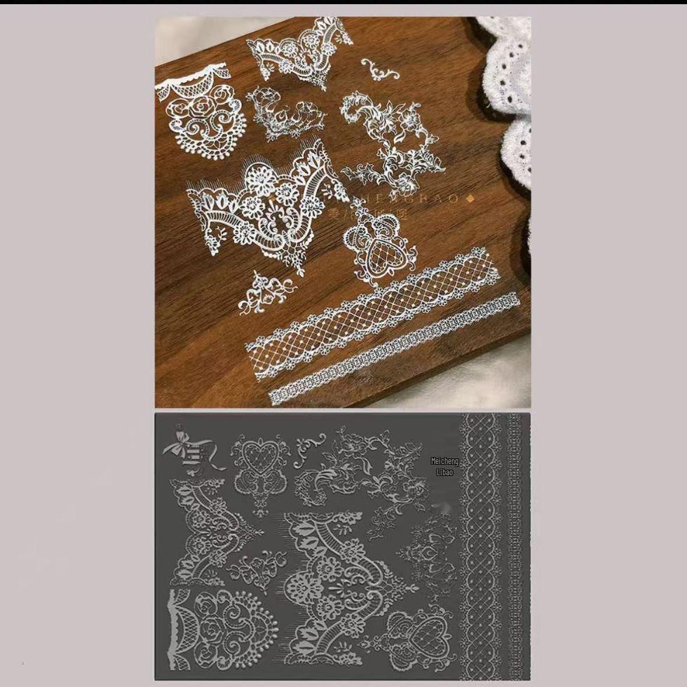 High Transparency Silicone Nail Art Lace & Flowers Embossing Mold