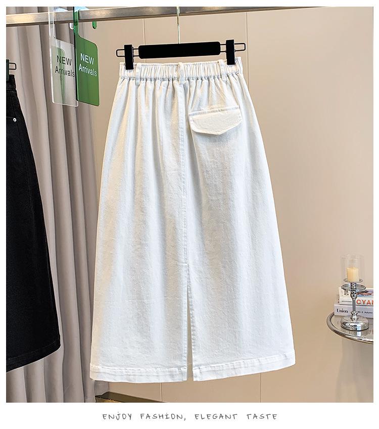 Spring-Summer Plus Size High Waist Denim Skirt - Versatile, Slimming, Elastic Fit