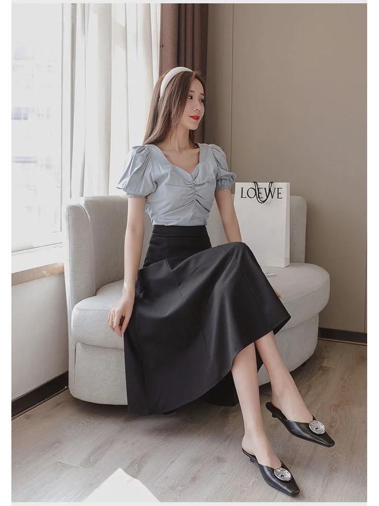 Damen Vintage A-Linien-Schirmrock mit hoher Taille – Übergröße, mittellanger Sommerstil