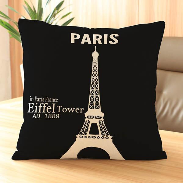 France Paris the Eiffel Tower Print Living Room Sofa Decorative Pillows Car Seat Chair Cotton Linen Cushion For Backyard Chair