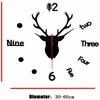 Creative Deer Head Wall Clock Frameless DIY Wall Mute Clock 3D Surface Sticker Home Wall Decor