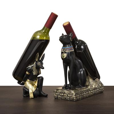 Egypt Anubis Wine Rack Bastet God Cat Wine Bottle Rack Resin Arts And Crafts Bar Ornament Decoration