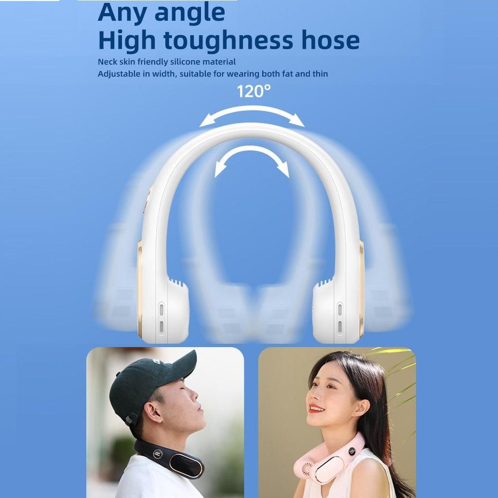 New Hanging Neck Fan USB Charging Portable Small Fan Student Office Sports Digital Display Hanging Neck Fan Portable Summer cool
