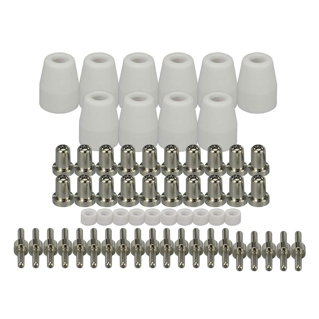 RIVERWELD Plasma Cutter Electrode Shield and Gas Ring for and 60-Piece Nickel-Plated Nozzle, (Extended), Cup, PT-31, JG-40, CUT30, CUT40, CUT50.