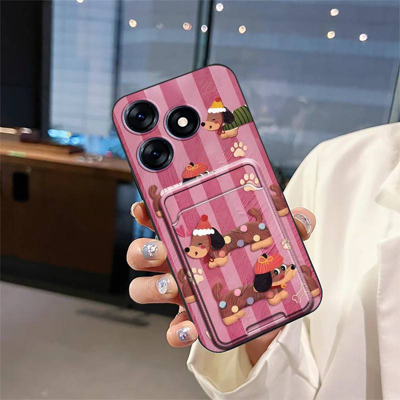 Card slot Dirt-resistant Phone Case For Tecno Spark10 4G/K15K Card bag Silicone Anti-knock Cover Durable Full wrap TPU