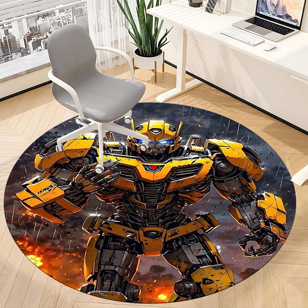 1pc Transformers Bumblebee Office Round Area Rug, Under Office Chairs Bedroom Living Room Home Decor, Room Decoa1016122