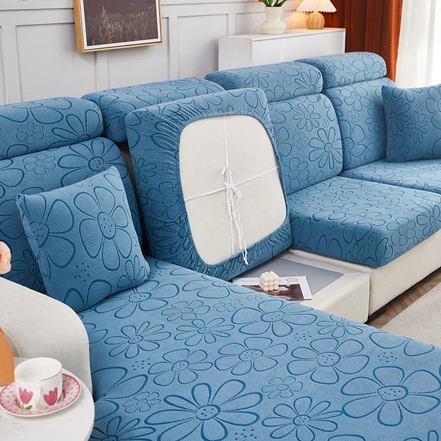 Plush Sofa Cover Sofa Cushion Pad Slipcover Seat Cover Elasticized Used For L Shape Chaselong Sofa Keep Warm Washable