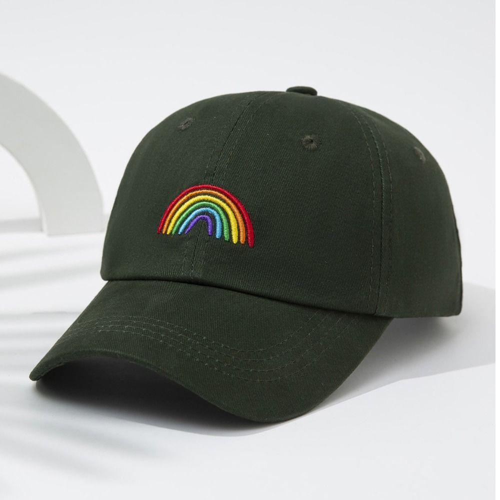 Casquette de Baseball Broderie Arc-en-ciel Douce Casquette Ajustable Décontractée Streetwear Casquette Papa Voyage en Plein Air