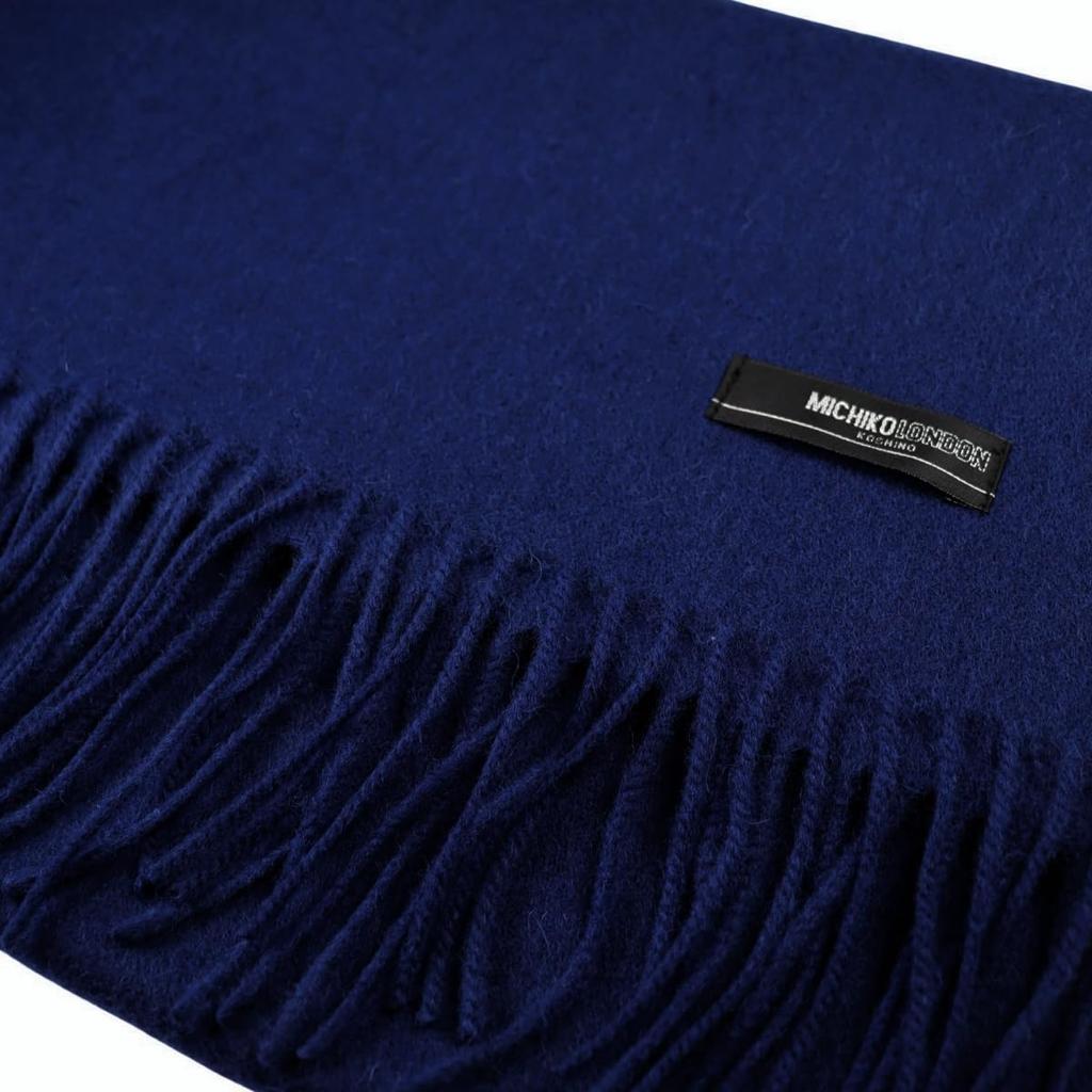Michiko London Inner Mongolia Wool 168cm x Blue Scarf, Gift, Size Approx. 31cm, Approx. 8cm, MKM-001,