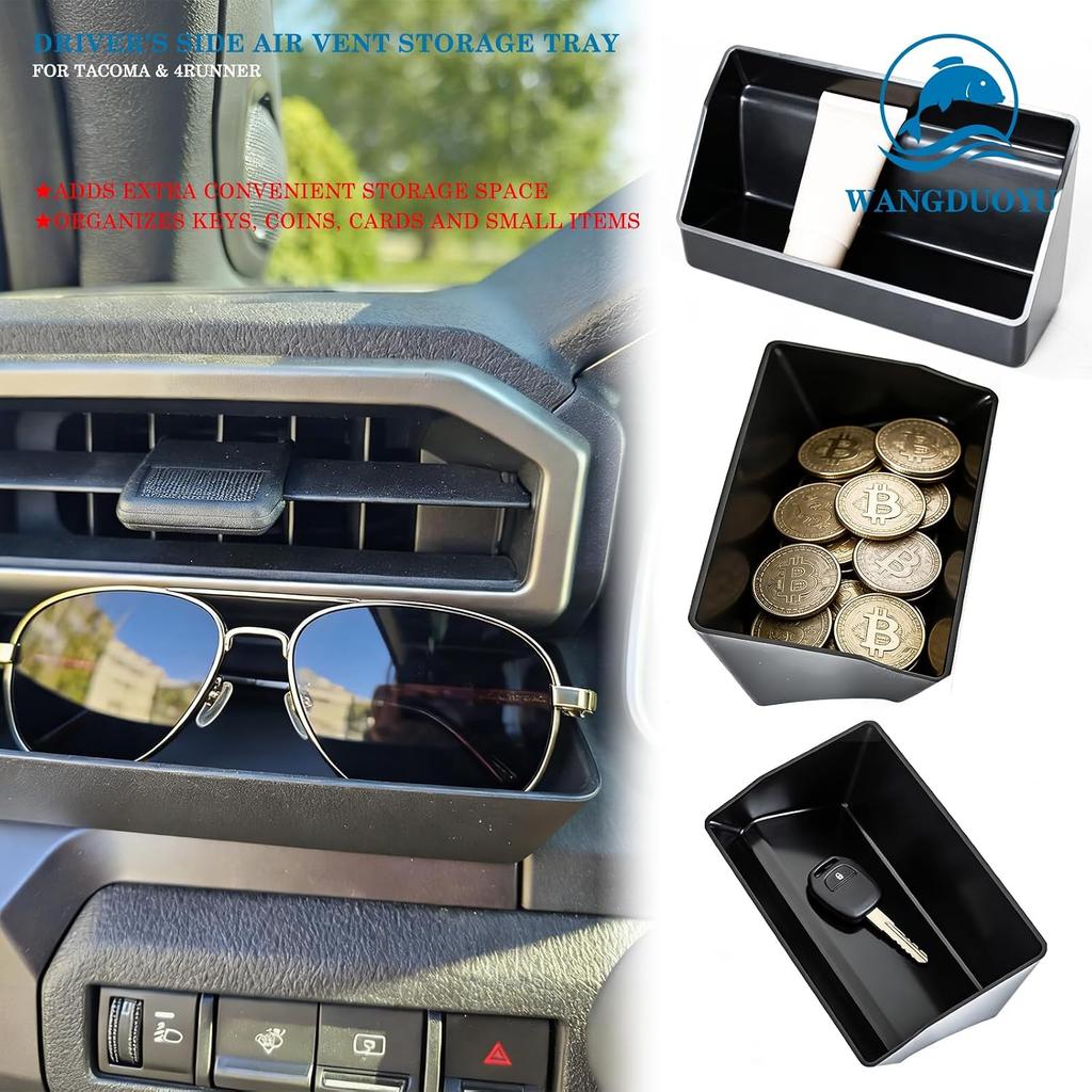 Car Air Vent Storage Tray for 2024 2025 2026 Tacoma and 2025 2026 4Runner | Driver Side, Extra Storage Organizer Box Accessories