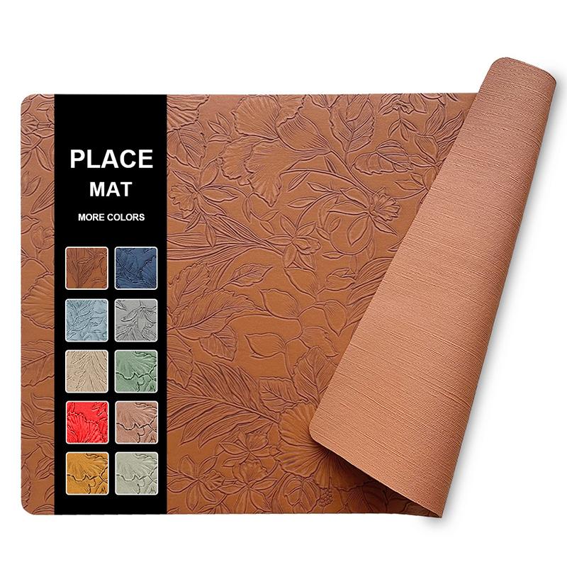 

Leather Placemats Heat Resistant Table Dining Place Mat Oil Resistant And Waterproof Non-Slip Place Mat Outdoor Tableware коричневый