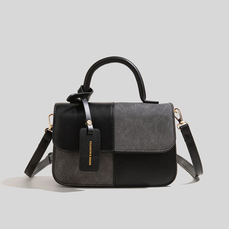 Premium Bag Women's New Fashion Versatile Shoulder Messenger Bag Casual Color Contrasting Splicing Portable Small Square Bag