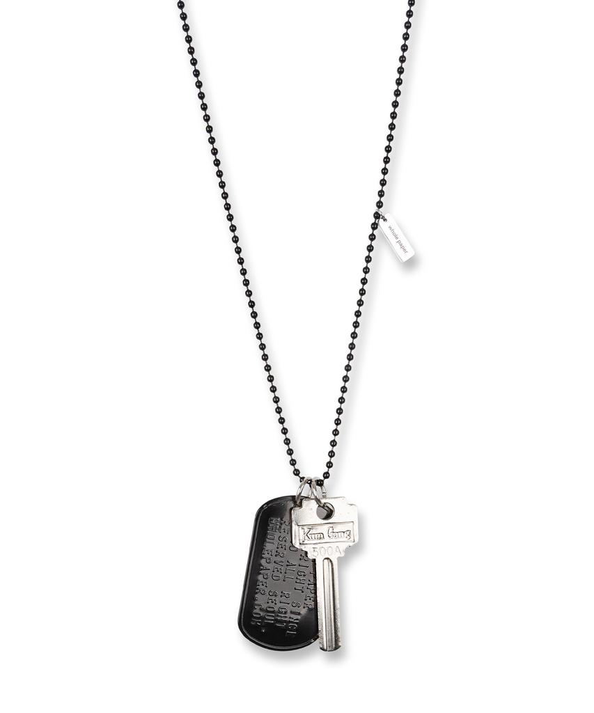 Whole Paper Dog Tag Key Necklace (Black)