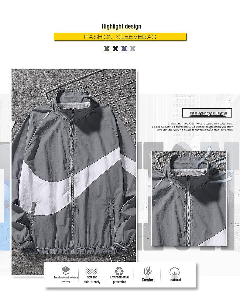 Pánská větrovka s barevnými bloky 2024 - Jarní/letní ležérní sportovní bunda pro teenagery a studenty