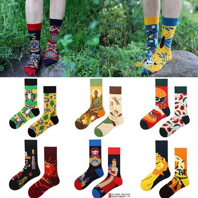 AB Edition Asymmetrisches Paar Mode Mittelhoch Baumwolle Bunt Mode Street Socken