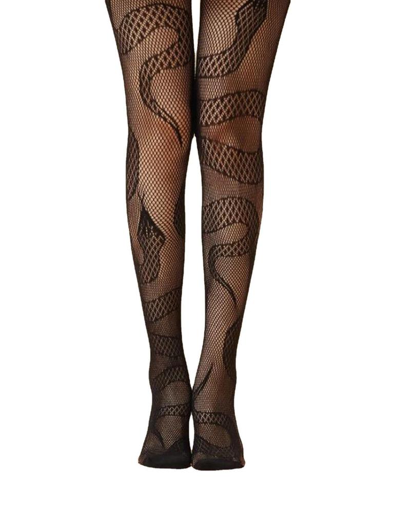 Snake Pattern Fishnet Stockings – Sexy Mesh Pantyhose for Women