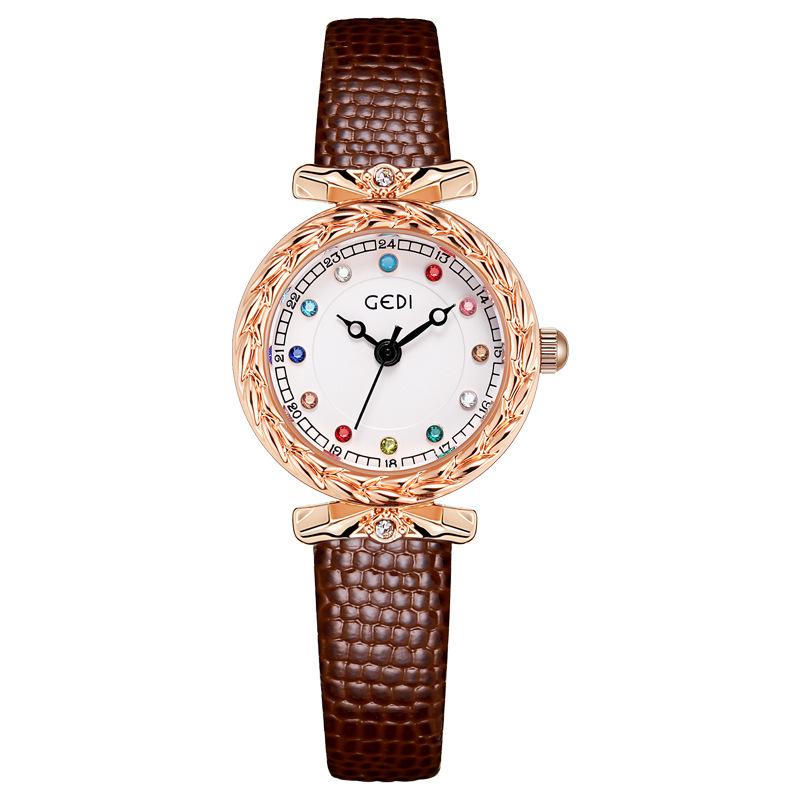Light Luxury Birthday Stone Women'S Watch Niche Fashion Snake Pattern Leather Watch Women'S Waterproof High-End Quartz Watch
