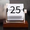 A58Z Rotating Mechanism Wooden Perpetual Calendar-Vintage Flip Desktop Calendar, Nordic Minimalist Home Office Decor