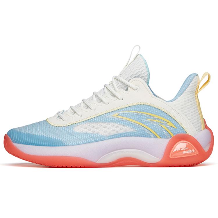New Anta Cement Bubble 2.0 Slip Resistant Low Top Performance Basketball Shoes White Blue Jelly On Top Blue 112221610-5
