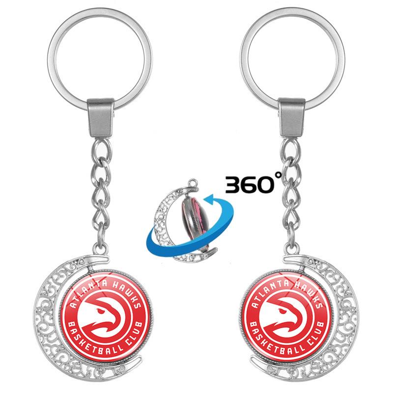 NBA Team Logo Keychain: Lakers & Warriors Moon Pendant