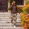 Women's Casual Loose Fit Color Round Neck Sweatshirt and Pants Set, 2 Piece Matching Outfit for Everyday Wear