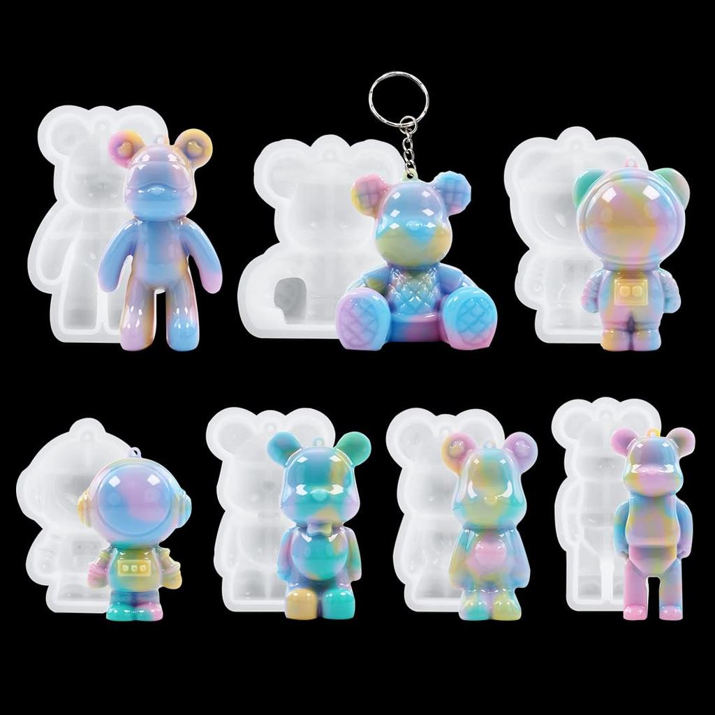 DIYBravo 7 Bear Shape Silicone 3D Animal Resin Soft Bear Handmade Silicone Polymer UV Crafts Bear Molds, Shapes, Keychains, Molds, Horse, Deer, Molds,