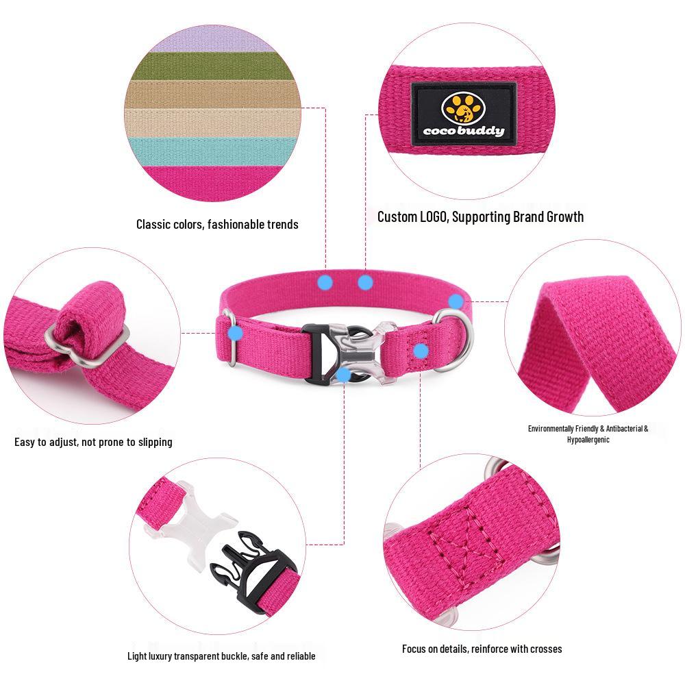 Cotton Linen Pet Collar for Small to Large Dogs - Neck & Leash Set for Huskies and Teddies