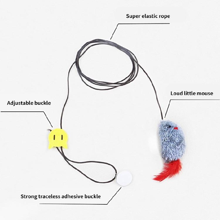 2Pcs Door Mounted Cats Play Toy Mouse Elastic Mouse Toy with Squeaker Door Hanging Plush Teaser Toy for Pet Entertainment