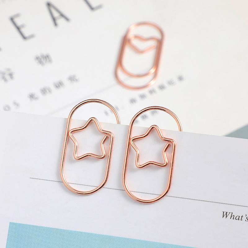 Gold-Plated Five-Pointed Star Love Paper Clips Widened Large Paper Clips Office Documents Sorting Paper Clips Metal Paper Clips