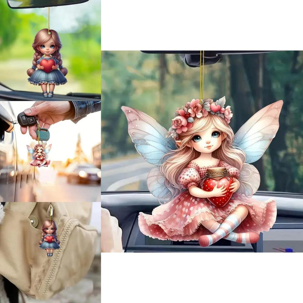 Unique Acrylic Car Pendant Charming Cartoon Design Versatile Home Decor Accessory