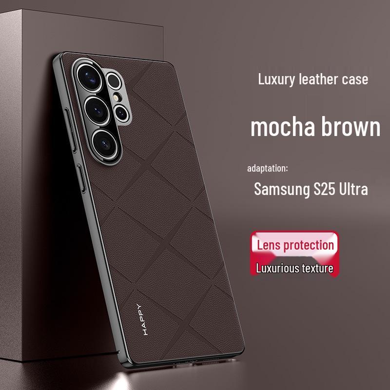 

Compatible Samsung S26 Ultra Case: Chanson Rhombus Electroplated Leather, Drop-Proof Protective Cover. S25 Ultra