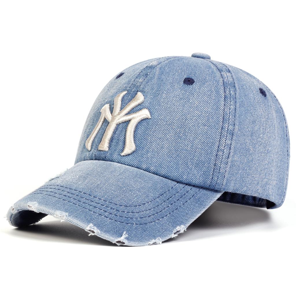 Unisex Letter Embroidery Hole Denim Baseball Caps Spring Autumn Outdoor Adjustable Casual Hats Sunscreen Hat