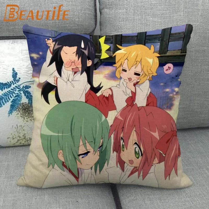 Custom Lucky Star Pillowcase Cartoon Girl Wedding Decorative Cotton Linen Pillow Case for Home Pillow Cover 45X45cm One Side