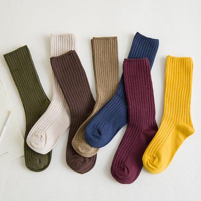 Damen Doppelstrick Frotteesocken, Einfarbige Damensocken, Lange Baumwollsocken für Herbst und Winter, Personalisierte und Trendige Socken
