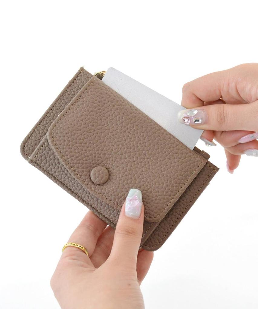 Altro Rose Fragment Case, a slim, mini wallet for women in grained pinkbeige. Features a bifold design with a coin purse and synthetic leather card