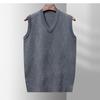 Autumn New Middle-aged and Old Men's V-neck Thick Vest Knitted Jacquard Vest Sleeveless Top Men's Wear