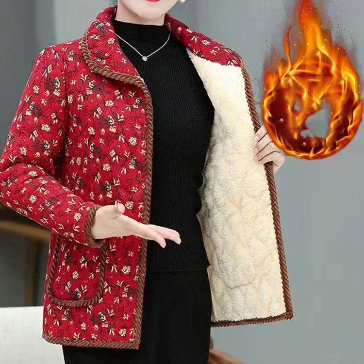 Jachetă de iarnă caldă pentru femei, mărime mare, căptușită cu bumbac, croială largă, catifea, strat exterior îngroșat, palton, toamnă iarnă, pentru mame