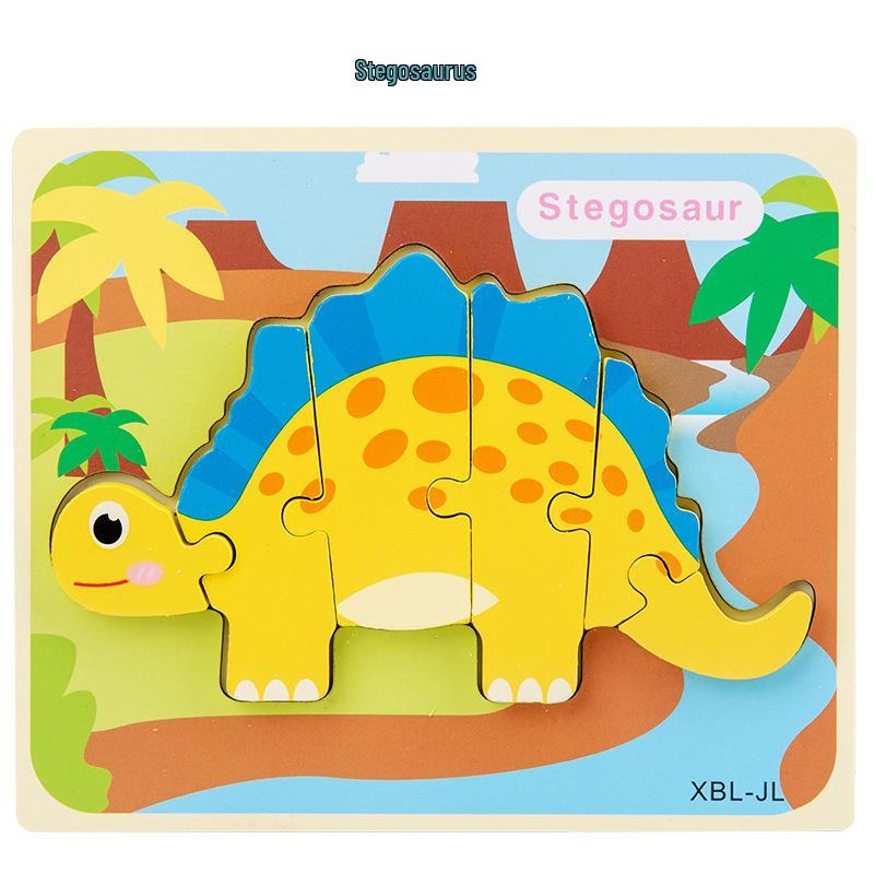 3D Wooden Dinosaur Puzzle: Early Education & Fun Cartoon Animal Jigsaw for Kids