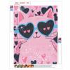 DIY 5D Diamond Painting Kit Pink Cat with Heart Glasses Full Drill Rhinestone Canvas Relaxing Craft for Home Wall Decor Gift and Art Project
