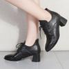 Women's Shoes Spring and Autumn Lace-up Small Leather Shoes Women's British Soft Leather Pointed Toe Deep Thick Heel Medium-heeled Single Shoes