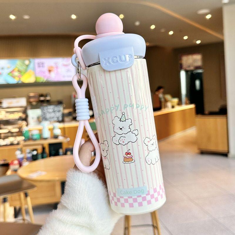 

Light Luxury Large-Capacity Thermos Cup for Women, Office Water Cup, Giant Student Cup with High Aesthetic Value, Handle, and Straw Floating Ball Cup Blue Powder Lid 600ml Single Cup