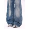Women's Retro Blue High Waist Wide Leg Jeans - Spring Straight Floor-Length Trousers