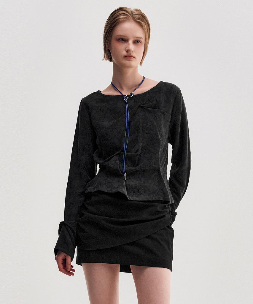 Kimjisu Drape Layered Mini Skirt _ Black