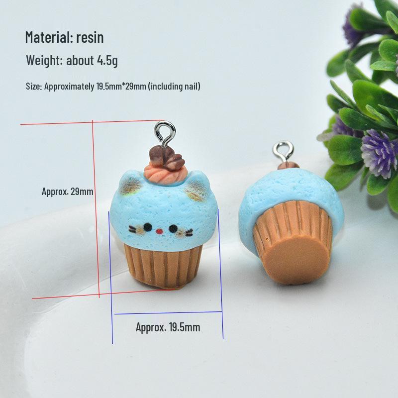 Adorable Kitten Cupcake Resin Pendant for DIY Earrings & Keychains